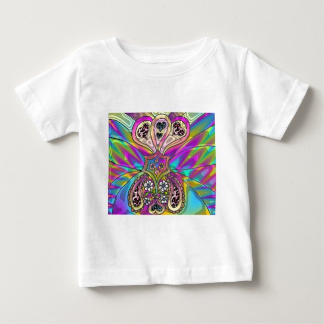 Retro 60s Psychedelic Hearts Flowers Gifts Apparel T Shirt (Framsida)
