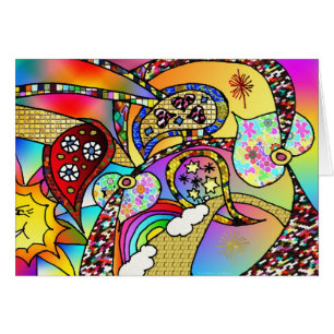 Retro 60s Psychedelic Hearts Paisley Gifts Apparel Hälsningskort