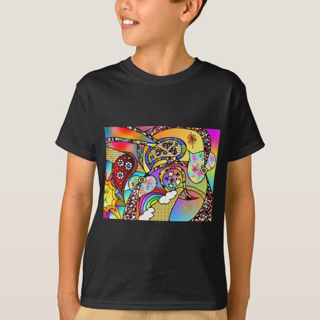 Retro 60s Psychedelic Hearts Paisley Gifts Apparel Tee (Framsida)
