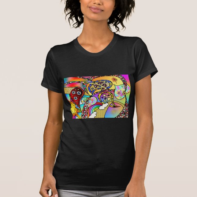 Retro 60s Psychedelic Hearts Paisley Gifts Apparel Tee (Framsida)
