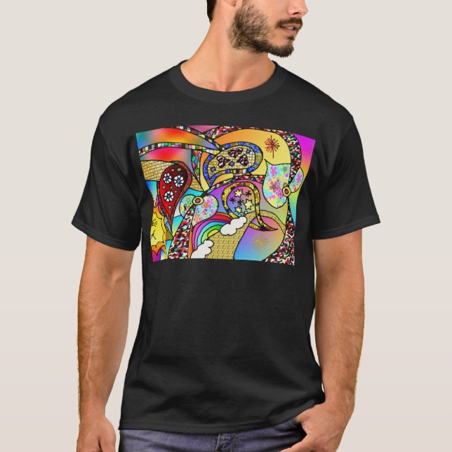 Retro 60s Psychedelic Hearts Paisley Gifts Apparel Tröja (Framsida)