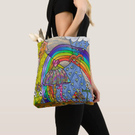 Retro 60s Psychedelic Magic Mushroom Tote Bag Tygkasse