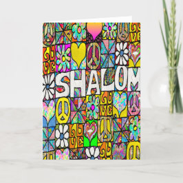 Retro 60s Psychedelic Shalom Greeting Card Tack Kort