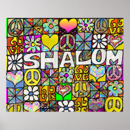 Retro 60s Psychedelic Shalom KÄRLEK Skriv ut Poste Poster