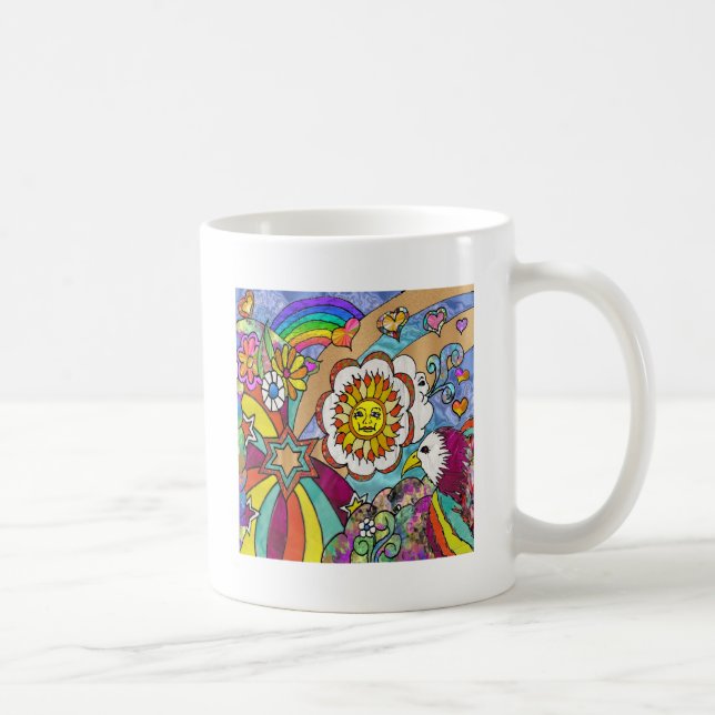 Retro 60s Psychedelic Sunshine Eagle Apparel Gifts Kaffemugg (Höger)