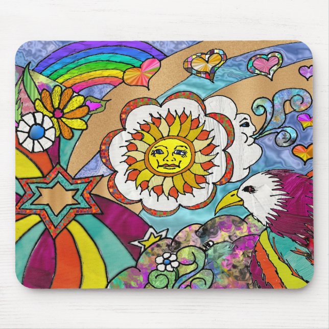 Retro 60s Psychedelic Sunshine Eagle Apparel Gifts Musmatta (Framsidan)