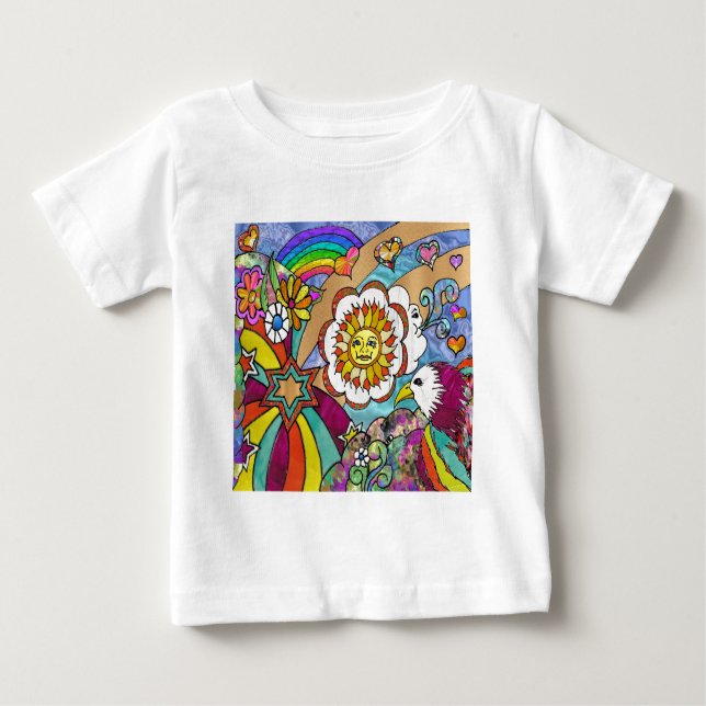 Retro 60s Psychedelic Sunshine Eagle Apparel Gifts T Shirt (Framsida)