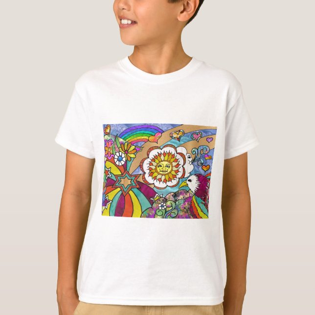 Retro 60s Psychedelic Sunshine Eagle Apparel Gifts Tröja (Framsida)
