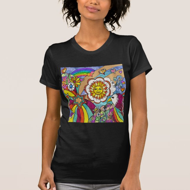 Retro 60s Psychedelic Sunshine Eagle Apparel Gifts Tröja (Framsida)