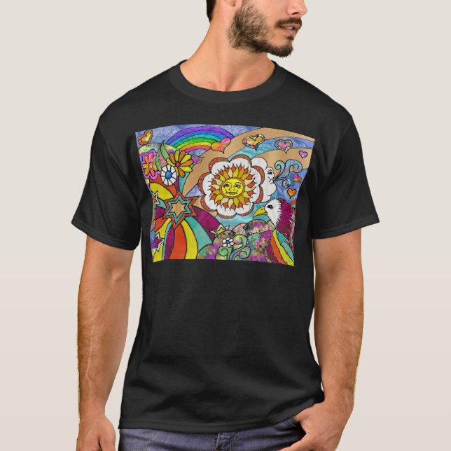 Retro 60s Psychedelic Sunshine Eagle Apparel Gifts Tröja (Framsida)