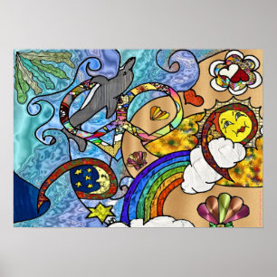 Retro 60s Psychedelic vid utskriften Poster