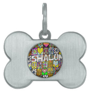 Retro 60s Psykedelisk Shalom KÄRLEK ID-bricka Husdjur