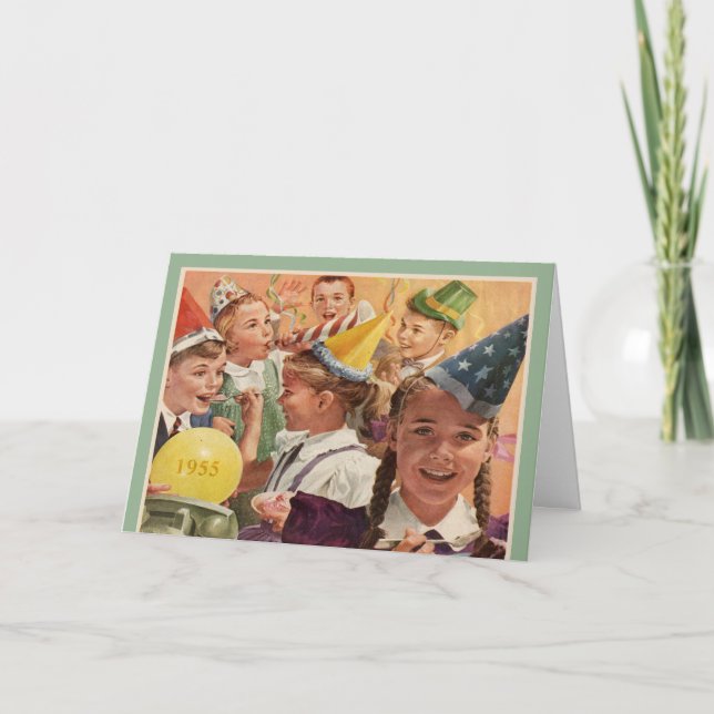 Retro 60th födelsedagsfestbarndomminnen 1955 kort (Framsida)