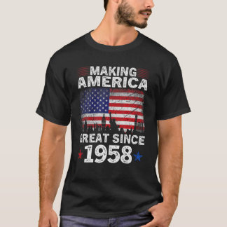 Retro 64:e födelsedagen USA flagga Skapar Amerika  T Shirt