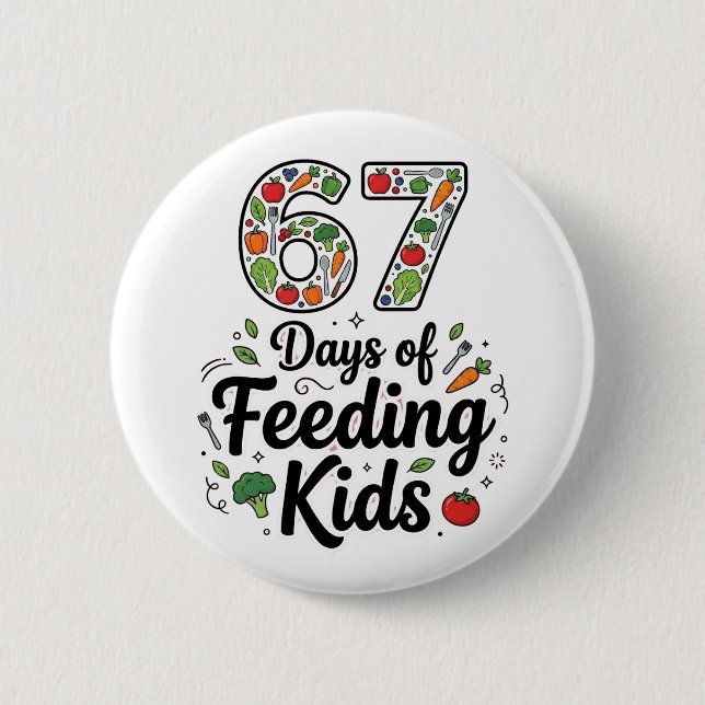 Retro 67 Days of Feeding Kids Lunch Lady Cafeteria Knapp (Framsida)