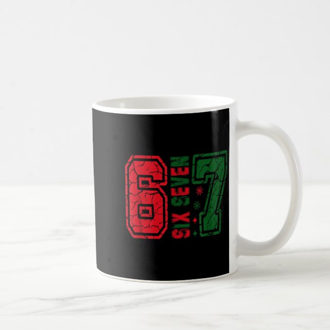 Retro 67 Funny Six Seven Meme 6 7 Number Christmas Kaffemugg (Höger)