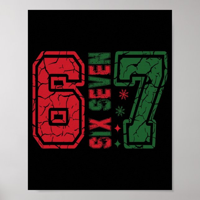 Retro 67 Rolig Six Seven Meme 6 7 Nummer Jul Poster (Framsidan)