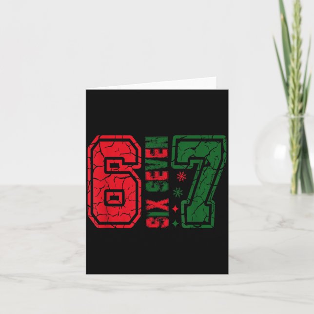 Retro 67 Roligt Six Seven Meme 6 7 Nummer Jul Kort (Framsida)