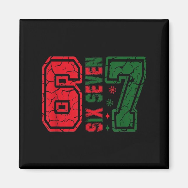 Retro 67 Rollig Six Seven Meme 6 7 Nummer Jul Magnet (Framsidan)