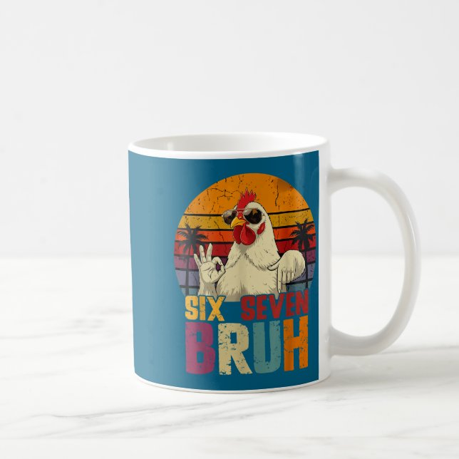 Retro 67 Six Seven Bruh Funny Chicken With Sungles Kaffemugg (Höger)