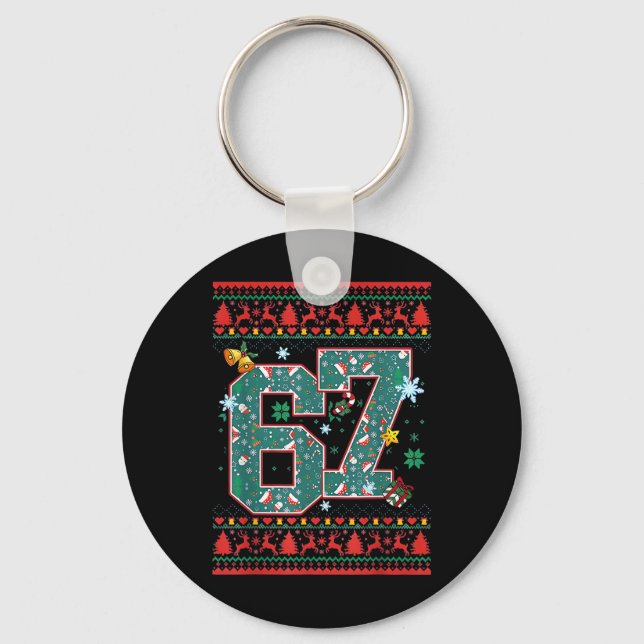 Retro 67 Six Seven Christmas Shirt Meme  Nyckelring (Framsida)