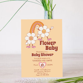 Retro 70 000 roovy boho-blomman baby inbjudningar