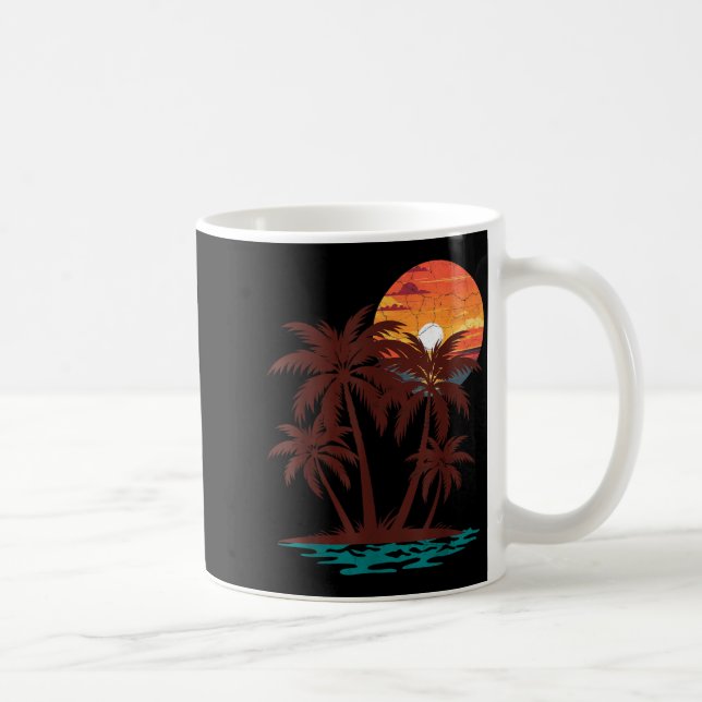 Retro 70-80-tals strand solnedgång palmer sommarvi kaffemugg (Höger)