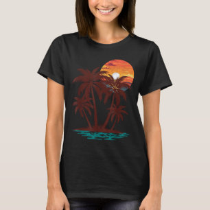 Retro 70-80-tals Strand Solnedgång Palmträd Sommar T Shirt