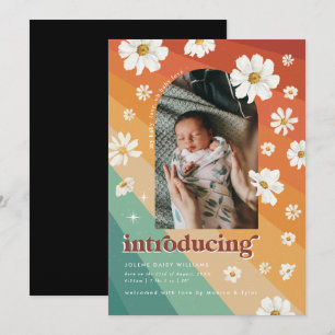 Retro 70 Arch Photo Birth Notice Spara Datumet