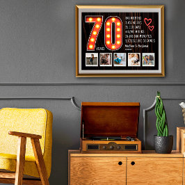 Retro 70-årsjubileum Hearts Anpassningsbar Photo C Poster