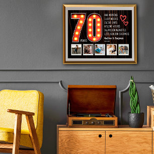 Retro 70-årsjubileum Hjärtan Anpassad fotokollage Poster
