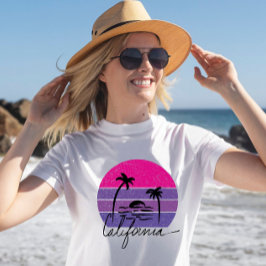 Retro 70:e Kaliforniens strandvibe Rosa lila sunse T Shirt