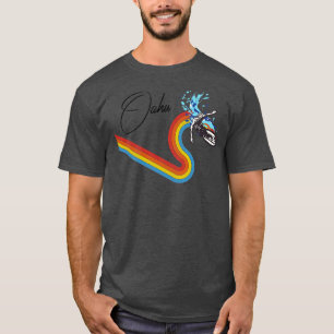 Retro 70- och 80-talsstil Regnbåge Surfande Våg Oa T Shirt