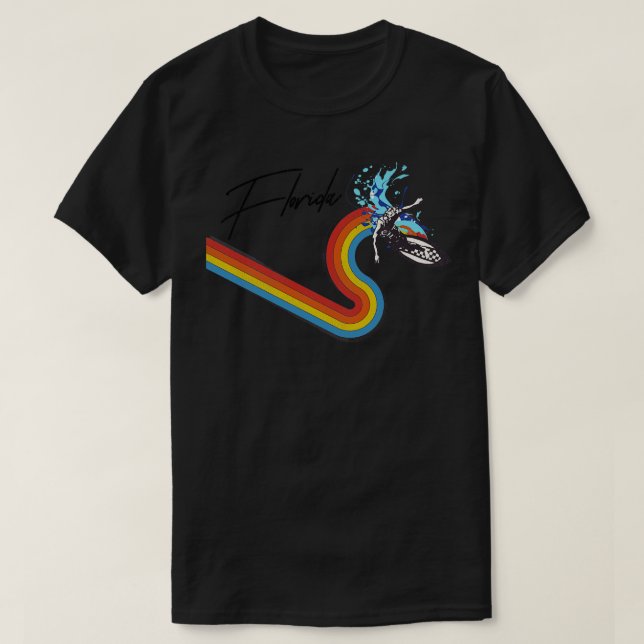 Retro 70 s80 s Stil regnbåge Surfing Wave Florida T Shirt (Design framsida)