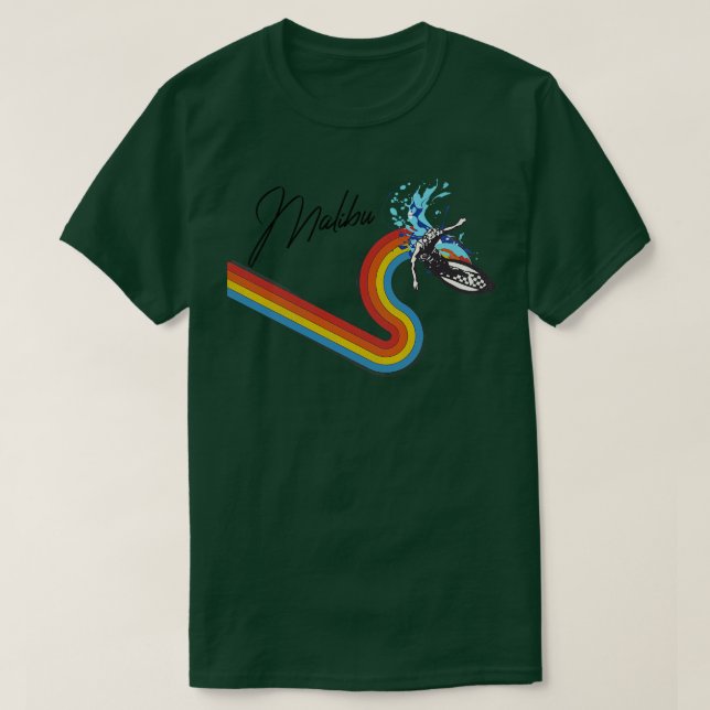 Retro 70 s80 s Stil regnbåge Surfing Wave Malibu T Shirt (Design framsida)