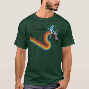 Retro 70 s80 s Stil regnbåge Surfing Wave Malibu T Shirt