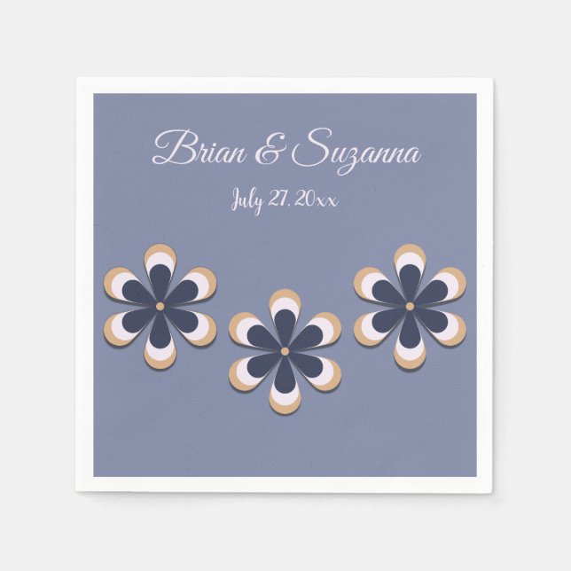 Retro 70:s Blommström i Todays Färg Bride Pappersservett (Framsidan)