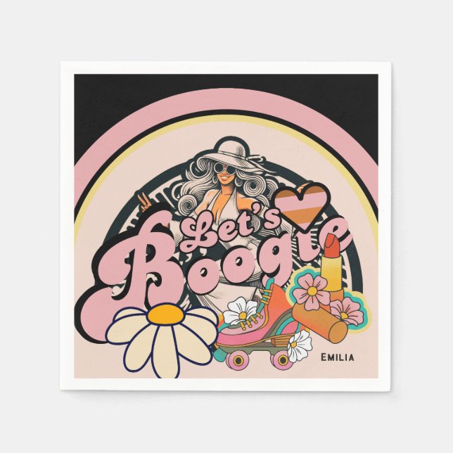 Retro 70 s Boogie Disco Dancing Möhippa Bacheloret Pappersservett (Framsidan)