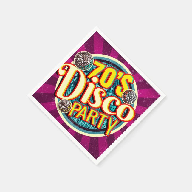 Retro 70:s Disco Party| Fet och färglös nostalgik Pappersservett (Hörn)