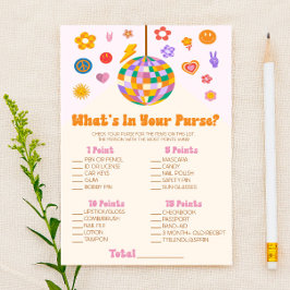 Retro 70:s Disco What's in Purse Baby Shower Game Brevpapper