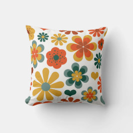 Retro 70:s färgstarka blommigt och hjärtmotiv kudde
