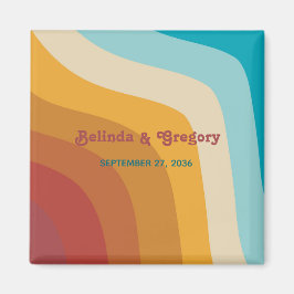 Retro 70:s färgstarka regnbåge - Vinkara bröllopsf Magnet