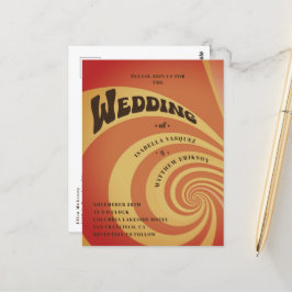 Retro 70:s Gult av Orange QR-kod Bröllop Vykort