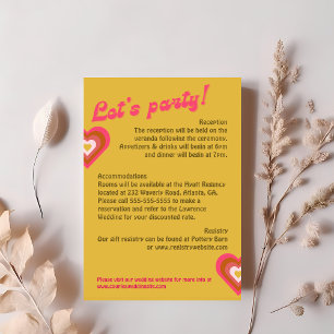 Retro 70:s ljusa Gult, Orange, Rosa Bröllop OSA Kort