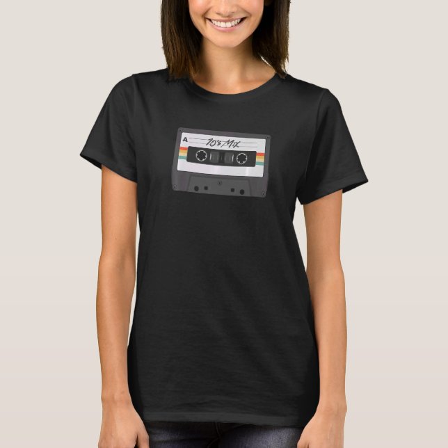 Retro 70:s Mix Cassette-bandillustration T Shirt (Framsida)