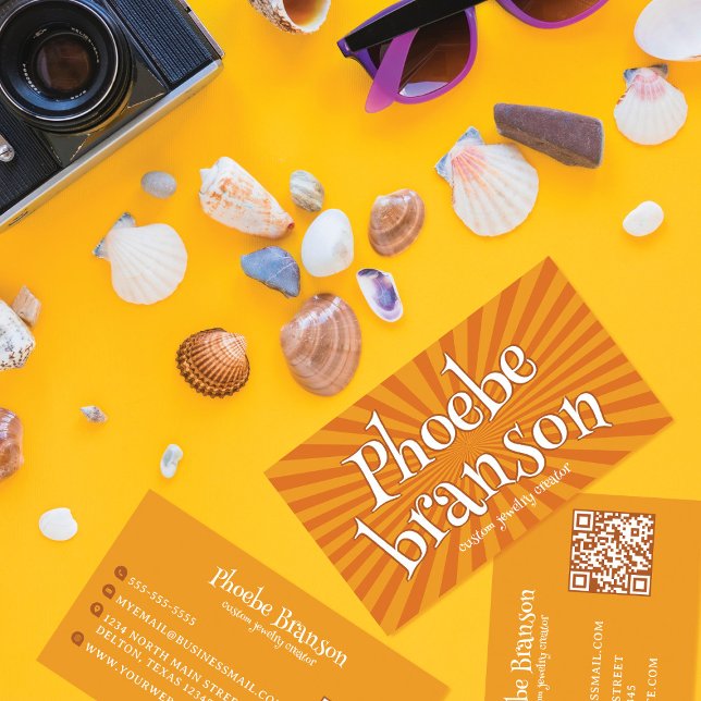 Retro 70:s Radial Burst Groovy Typography Visitkort (Skapare uppladdad)