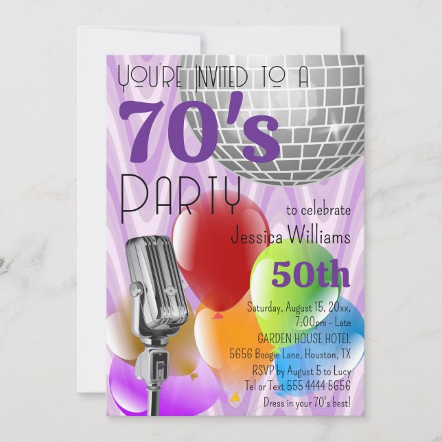 Retro 70:s tema-Födelsedagsfest Inbjudningar (Framsida)