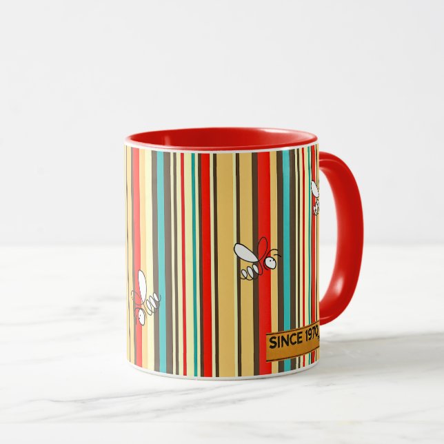 Retro 70-tal Bee Rand Coffee Mugg (Framsida höger)