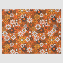 Retro 70-tal Boho Blommig Brun Orange