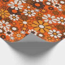Retro 70-tal Boho Blommig Brun Orange Present